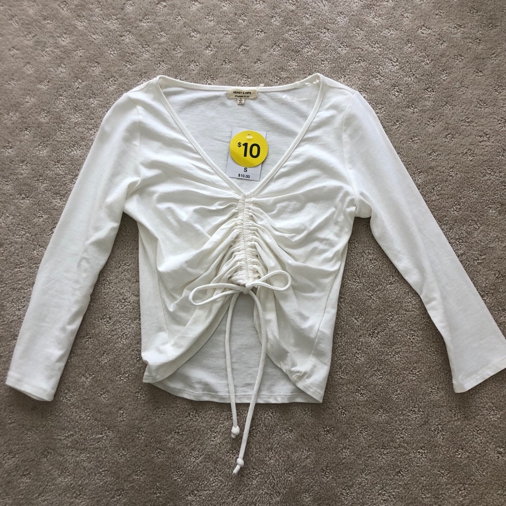 Forever 21 White Knit Scrunch Top